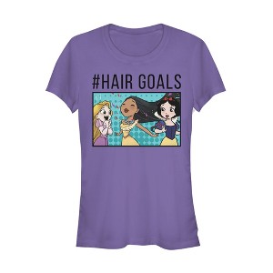 Juniors Womens Disney Princesses #Hair Goals Cartoon T-Shirt - 1 of 3