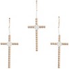 Set of 3 Wood Biblical Carved Beaded Crosses Wall Decors with Rope Hanger Light Brown - Olivia & May - 2 of 4