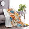 Itopfox Fall Pumpkins Throw Blanket, Soft Warm Fleece Blanket with Autumn Orange White Blue Pumpkins Leaves and Berries for Living Room Couch Bed - 3 of 4