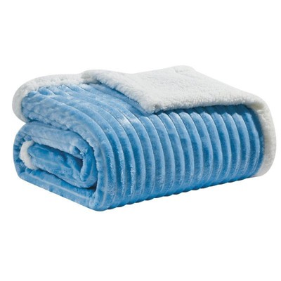 Kate Aurora Ultra Soft & Plush Cozy Corduroy Faux Shearling Accent Throw Blanket - 50"x60"