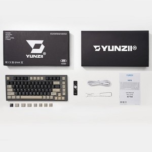 YUNZII YZ75 75% Hot Swappable Wireless Gaming Mechanical Keyboard, RGB Backlights, Dye Sub PBT Keycaps(Gateron G Pro Red, Black) - 1 of 4