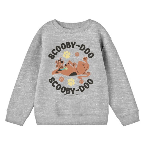 Scooby Doo Chilling Crew Neck Long Sleeve Athletic Heather Youth Sweatshirt XS