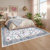 Large Rug for Living Room Non-Slip Ultra-Thin Flower Print Dining Room Rug, Non-Shedding Farmhouse Indoor Mat - 2 of 4