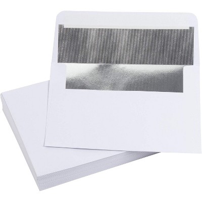 Best Paper Greetings 50-Pack A7 White with Silver Foil Embossed Self Seal Envelopes 5 x 7 for Invitation & Greeting Card