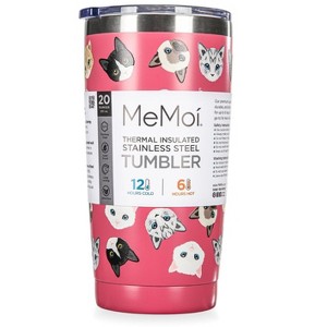 Memoi Thermal Insulated Stainless Steel Cats Pattern 20 Oz Coffee Tumbler Confetti Pink 20OZ - 1 of 4