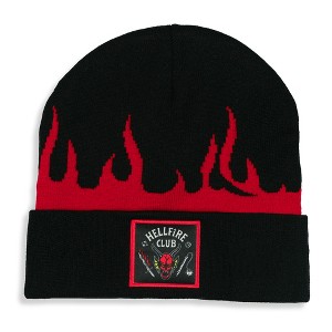 Stranger Things Beanie Hellfire Club Adult Knit Cuffed Winter Hat OSFM Black - 1 of 4
