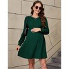 Maternity Dress Lantern Sleeve Crew Neck Tunic A-Line Swing Knit Dress Casual Loose Winter Pullover Sweater Midi Dresses - 2 of 4