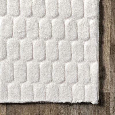 White Faux Fur Machine Washable Shag Area Rug