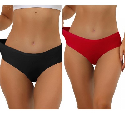 Allegra K Women's Unlined Comfortable No Show Elastic Waist Brief 2 Packs