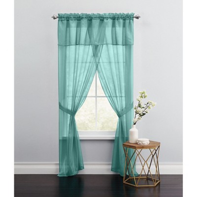 BrylaneHome BH Studio Sheer Voile 5 Piece One-Rod Curtain Set