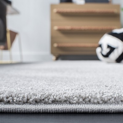 Light Gray Hand-Knotted Solid Synthetic Area Rug