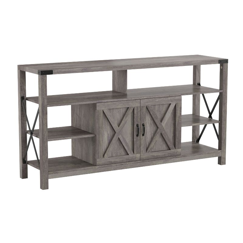 Emma and Oliver Modern Rustic Farmhouse Media Console Cabinet with Spacious Open and Closed Storage, 1 of 10