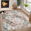 Washable Rug Vintage Floral Floor Carpet with Anti Slip Backing - 2 of 4