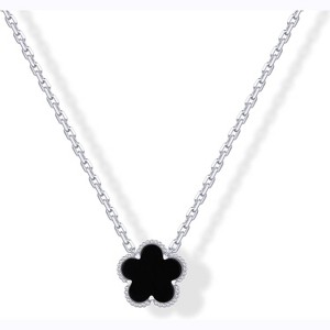 14K Gold Plated Clover Necklace for Women, Four Leaf Clover with Gemstone Accents - 1 of 4