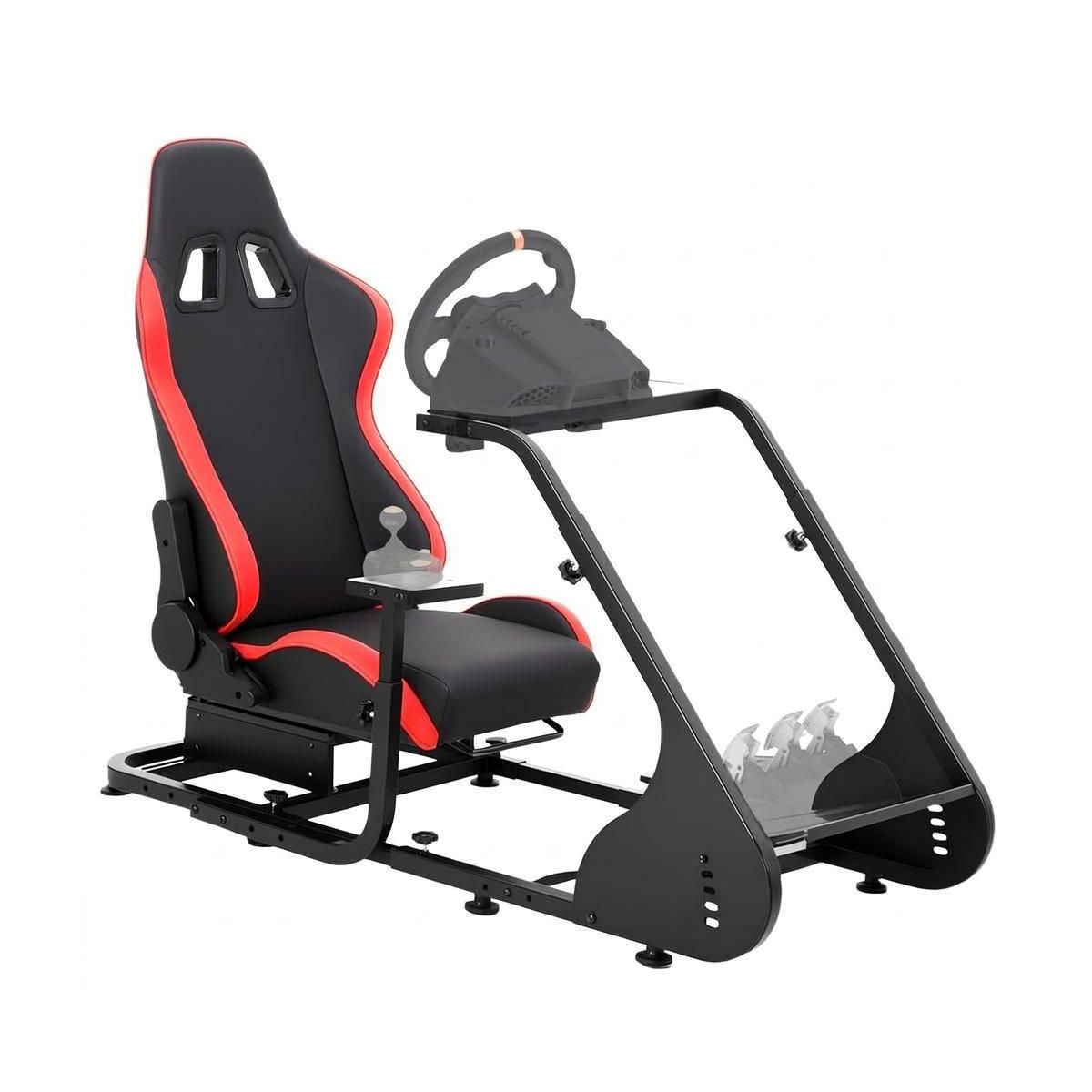 Heavy-Duty Racing Simulator Cockpit for Game Boy Classic – L-Shaped Wheel Stand, Round Tube – Adjustable Steering & Pedal Angles - thumbnail 10