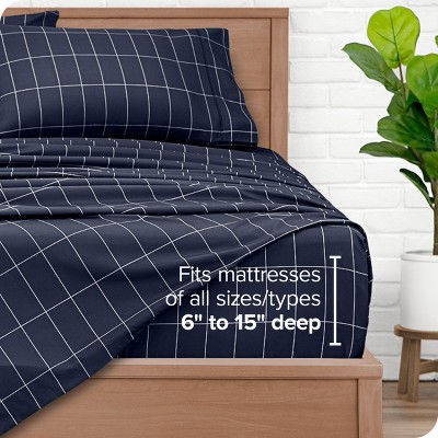 Twin XL Midnight Grid Microfiber Deep Pocket Sheet Set