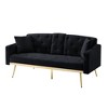 67.7"Futon Convertible Sleeper Sofa,Tufted Back,Square Arms and Golden Tapered Metal Legs,Velvet Twin Futon Sofa,Black - 3 of 4