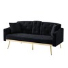 67.7"Futon Convertible Sleeper Sofa,Tufted Back,Square Arms and Golden Tapered Metal Legs,Velvet Twin Futon Sofa,Black - image 3 of 4