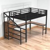 Queen Loft Bed with Wardrobe, L-Shaped Desk, U S B P ort, L E D L ights, and Reversible Storage Staircase,kids bed - 3 of 4