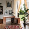 L-Shaped Desk for Small Spaces Height Adjustable with Hidden Compartment, Storage Cabinet 55in -3irtyhousy - 2 of 4