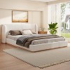 Christopher Knight Home Vira Modern Rubberwood Boucle Upholstered Bed with Wingback Headboard - 2 of 4