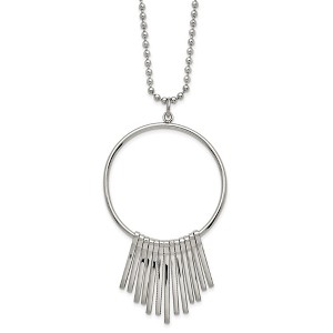 Chisel Stainless Steel Polished Circle with Bars Pendant on a 22" Ball Chain Necklace - 1 of 2