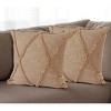 HomeRoots Set of Two Tan Diamond Cotton Throw Pillow With Fringe - 2 of 4