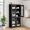 67x31x16 Wood Accent Sideboard Cabinet in Black, Storage Organizer with Adjustable Shelves and Glass Doors for Kitchen Bedroom Living/Dinning Room - 3 of 4