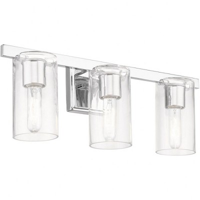 Clarion Polished Chrome 3-Light Vanity with Clear Glass Shades
