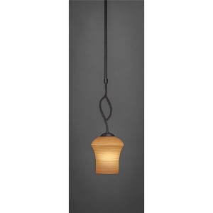 Toltec Lighting Revo 1 - Light Pendant in  Dark Granite with 5.5" Zilo Cayenne Linen  Shade - 1 of 1