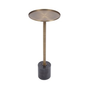 Kate and Laurel Vanora Metal and Marble Drink Table, 10x10x24, Black and Gold - 1 of 4