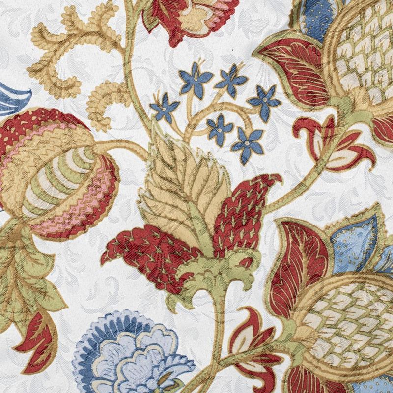 Ellis Cambridge Lined Jacquard Pinch Pleat Jacobean Floral Print Multicolor Drapery 2-Piece Curtain Panels, 3 of 4