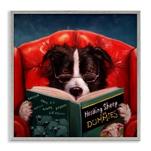Stupell Industries Sheep Dog Reading for Dummies, 12" x 12" - 1 of 4