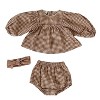 MyKids-USA Baby Girl Plaid Pattern Loose Blouses WIth Shorts Headband 3 Pieces Sets - 3 of 4