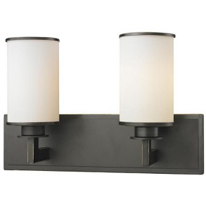 Savannah 2-Light Vanity Fixture - Contemporary Steel Design with Opal Glass Shades - 1 of 1