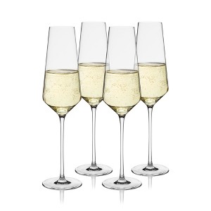 Viski Liminal Crystal Flutes, Ultrathin Clear Drinking Glasses, Thin & Lightweight, Elegant Glassware for Champagne, Wines & Cocktails, 9 oz, Set of 4 - 1 of 4