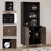 SAINTCY 67" Coffee Bar Cabinet for Home, Dining Room Kitchen Cabinet with Wine Rack, Tall Cabinet, Wood Doors for Living Room, Hallway - 4 of 4