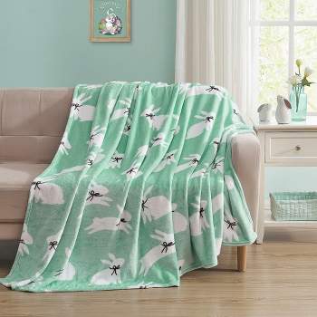 Kate Aurora Hopping Easter Bunnies Ultra Soft & Plush Oversized Accent Throw Blanket - 50 in. W x 70 in. L