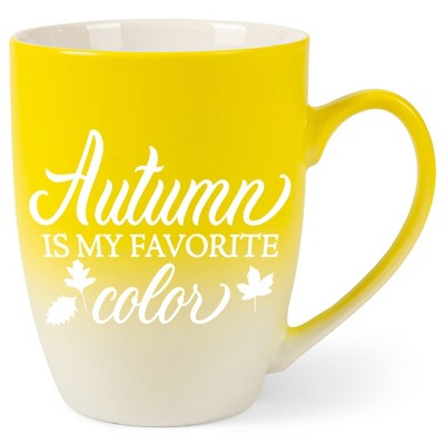 Elanze Designs Autumn Is My Favorite Color Two Toned Ombre Matte Yellow and White 12 ounce Ceramic Stoneware Coffee Cup Mug