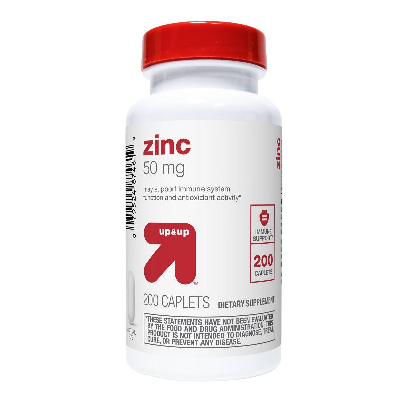 Zinc Dietary Supplement Caplets - 200ct - up &#38; up&#8482;, 1 of 5