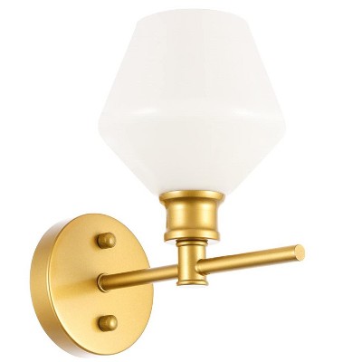 Gene Brass and Frosted White Glass Dimmable Sconce