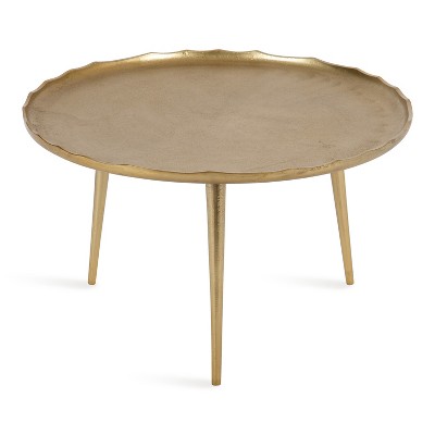Alessia Artisanal Gold Aluminum Round Coffee Table, 25"x15"