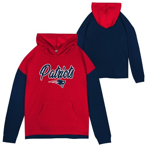 Nfl New England Patriots Girls' Fleece Hooded Sweatshirt - L : Target