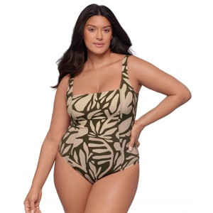 S3 Swim Sculpting Square Neck Lace-Up Back One Piece Swimsuit - Sculpt, Support, Smooth - 1 of 3