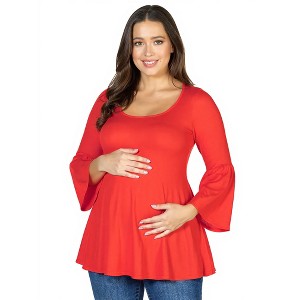 Maternity Long Bell Sleeve Flared Tunic Top - 24seven Comfort Apparel™ - 1 of 4