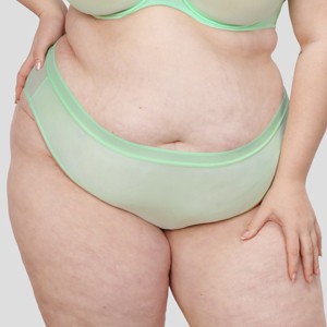 Curvy Couture Women's Mesh High Cut Brief Panty Sunset Glow - 1 of 4