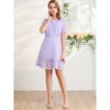 Allegra K Women's Elegant Short Sheer Sleeve Ruffle Hem Swiss Dots Chiffon Dress - 3 of 4