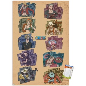 Trends International One Piece: Fishman Island - Brick Wall Grid Unframed Wall Poster Print White Mounts Bundle 22.375" x 34" - 1 of 4