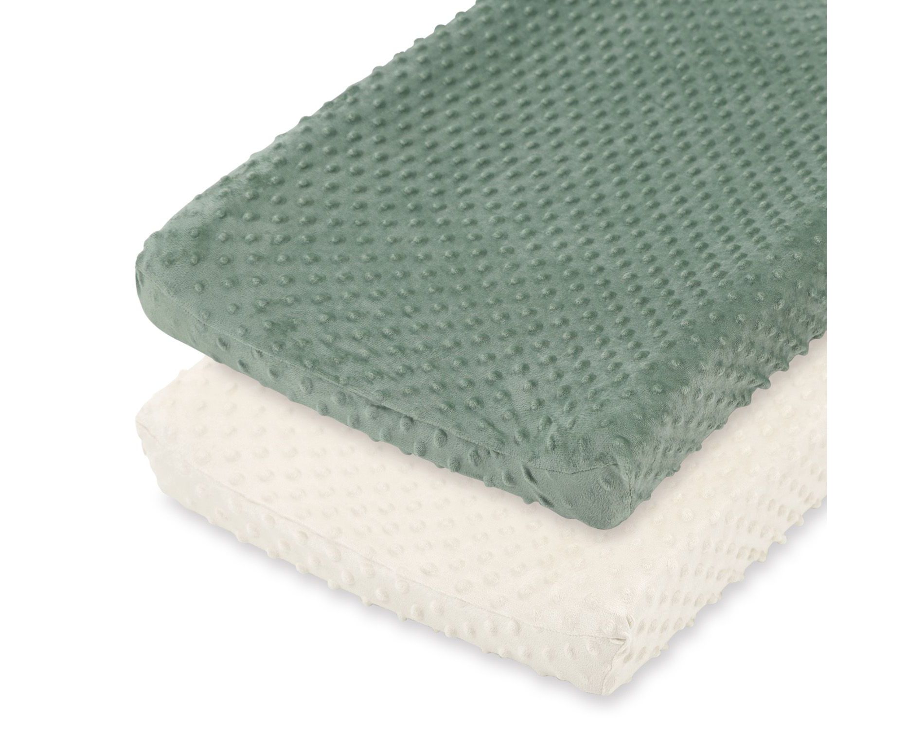 The Peanutshell Minky Dot Sage Ultra Soft Baby Mat Cover for Boys and Girls, 2 Pack