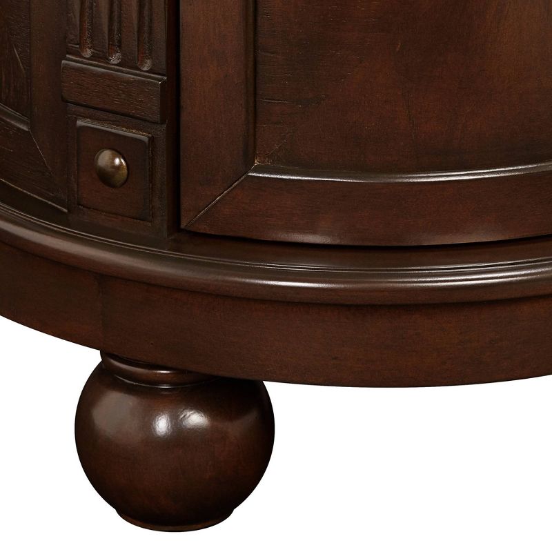 Elm Lane Kendall Vintage Espresso Wood Round Accent Table 19" Wide with Door and 2-Shelf Dark Brown for Living Room Bedroom Bedside Entryway Office, 5 of 10